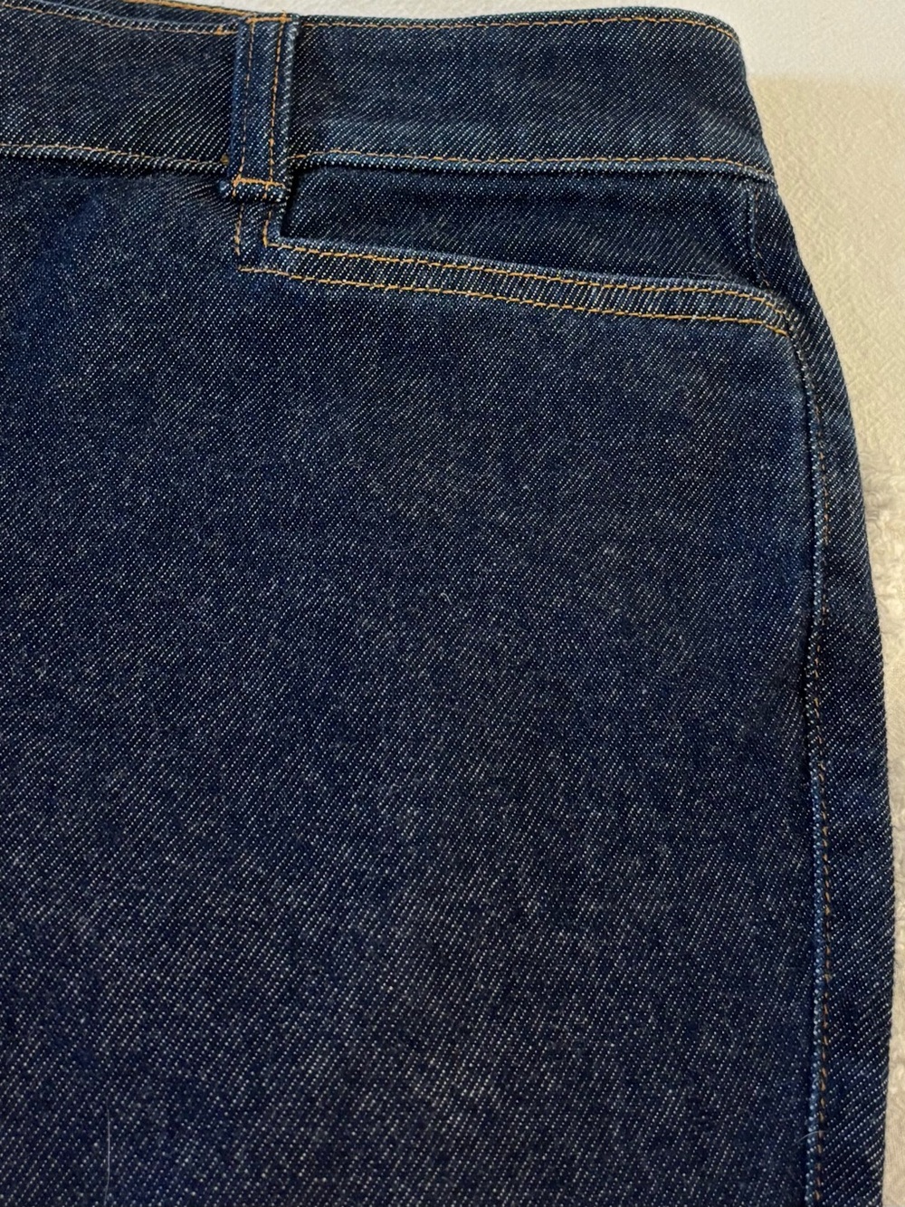 Talbots Flare Jeans Dark Indigo Denim Slit Pockets Gold Button 8P - Picture 6 of 11